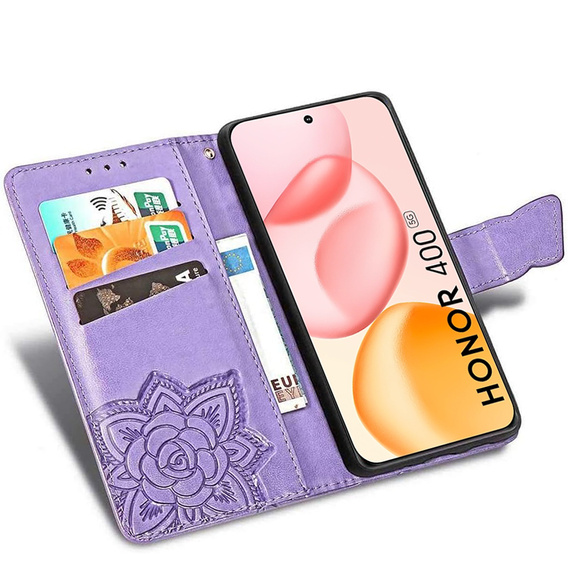 Откидной чехол для Honor 400 5G, Butterfly, фиолетовый