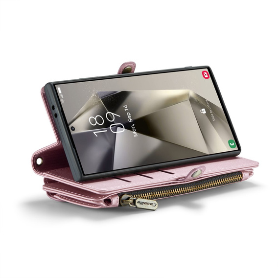 Чохол CASEME для Samsung Galaxy S25 Ultra, RFID Leather Wallet з плечовим ременем, рожевий