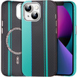 Чохол для iPhone 13, Carbon Fiber MagSafe, чорний / синій