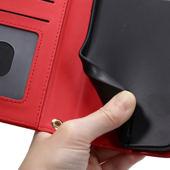 чехол-крышка для Xiaomi Redmi Note 13 Pro 4G / Xiaomi Redmi Note 14S / Xiaomi Poco M6 Pro 4G, Rhombus Crossbody Leather, красный