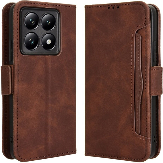 Откидной чехол для Xiaomi 14T Pro, Card Slot, коричневый