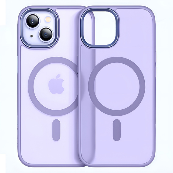 Чехол для iPhone 13, для MagSafe, ERBORD Matt Case, фиолетовый + стекло для экрана