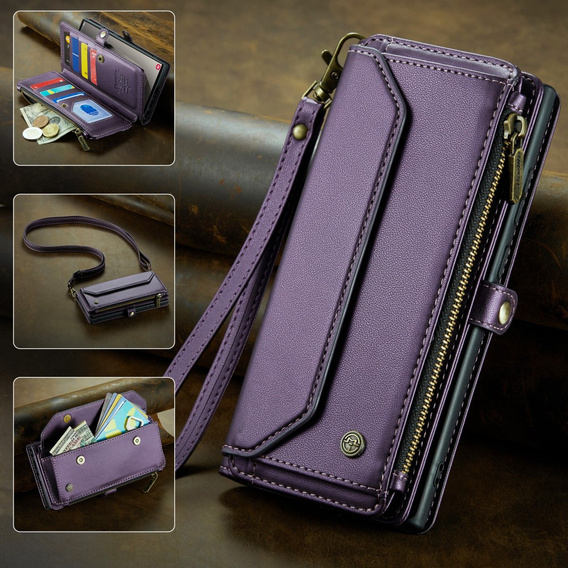 Чохол CASEME для Samsung Galaxy S25 Ultra, RFID Leather Wallet з плечовим ременем, фіолетовий