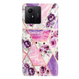 Откидной чехол для Xiaomi Redmi Note 12S, Wallet, marble & flowers, розовый