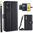 Откидной чехол для Oppo Reno8 T 4G, Wallet Zipper Pocket, чёрный