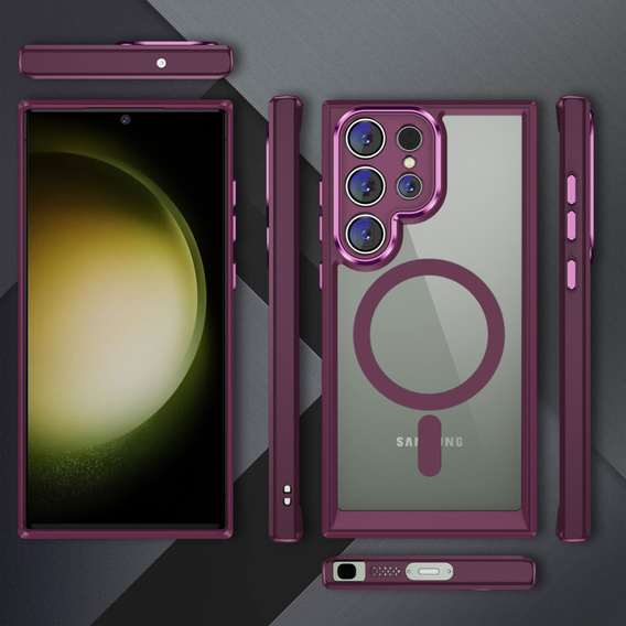 Чохол для Samsung Galaxy S23 Ultra, ERBORD Impact Guard, MagSafe, бордовий