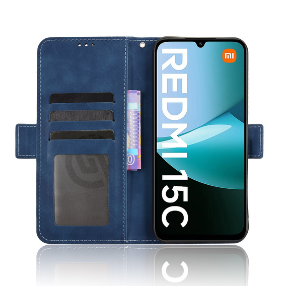 Футляр з клапаном для Xiaomi Redmi 15C 4G/LTE, Card Slot, темно-синій