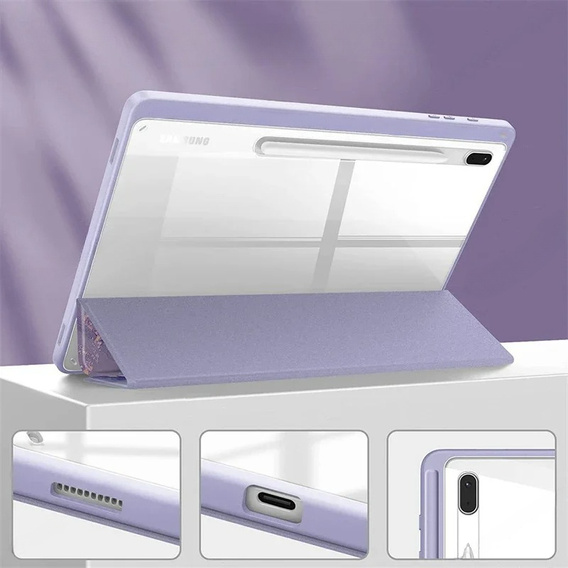 Чехол для Samsung Galaxy Tab S10 FE+ Plus, Smartcase Hybrid, с местом для стилуса, Marble фиолетовый