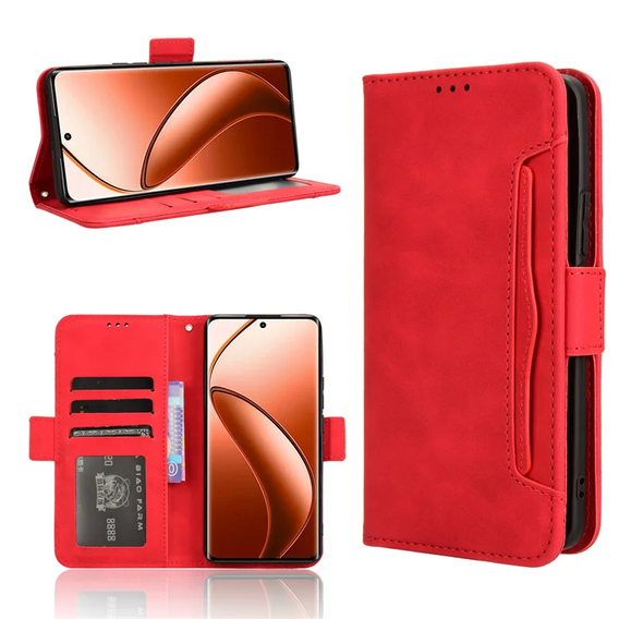 Футляр з клапаном для Realme 12 Pro 5G / 12 Pro+ 5G, Card Slot, червоний