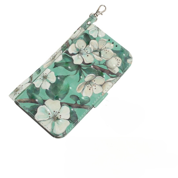 Откидной чехол для Motorola Moto E22 / E22i, Wallet, flowers, белый