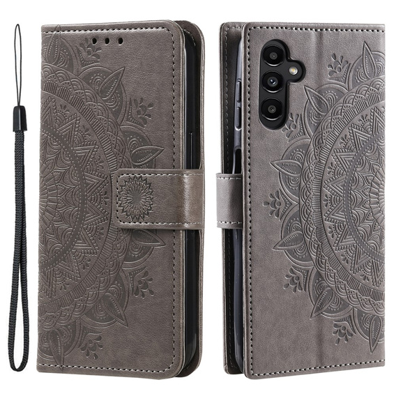 Откидной чехол для Samsung Galaxy A15, Mandala Flower, синий + 9H стекло 