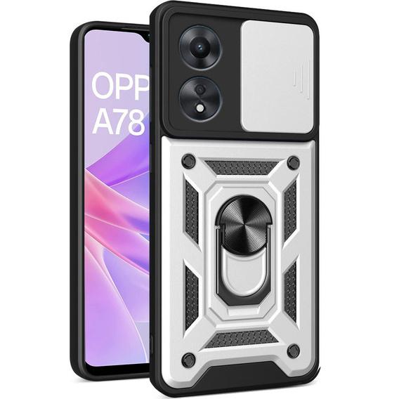 Чехол NOX Camera Slide Oppo A78 5G, CamShield Slide, серебро