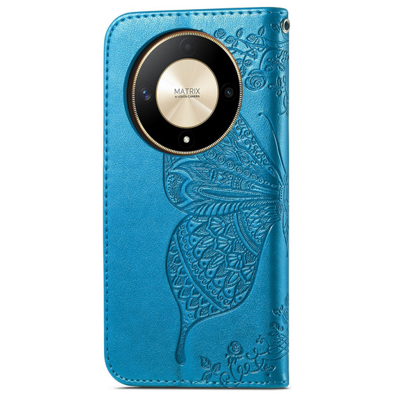 Откидной чехол для Honor Magic 6 Lite 5G, Butterfly, синий