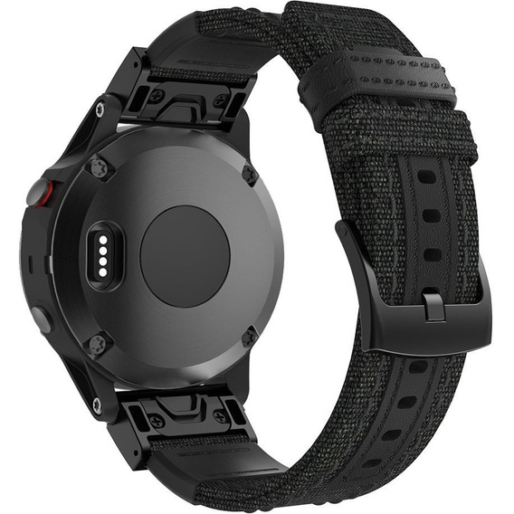 Ремешок Canvas+Leather для Garmin Fenix 5/6/6 Pro / Forerunner 935/945 - black
