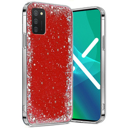 Чехол до Samsung Galaxy A02s, Glittery, красный