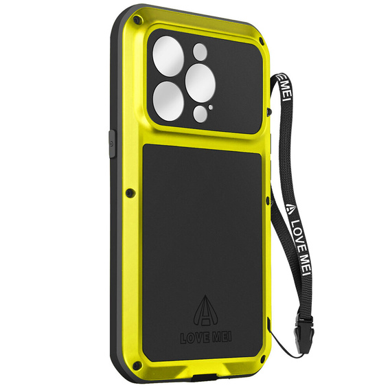 Чехол Love Mei до iPhone 14 Pro, armored with glass, жёлтый