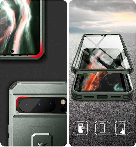 Броньований чохол для Google Pixel 8 Pro, Dexnor Full Body (Two Frames), зелений
