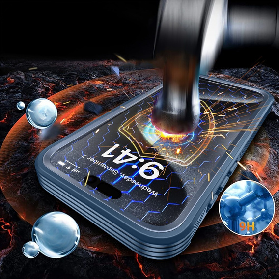Чохол для iPhone 16 Pro Max, Shockproof, зі склом, для MagSafe, темно-синій