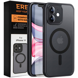 Чохол для iPhone 11, для MagSafe, ERBORD Matt Case, чорний + захисне скло