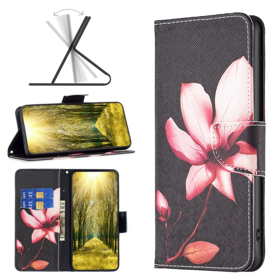 Чохол-книжка для Xiaomi Redmi Note 13 Pro 5G, Wallet, Lotus чорний
