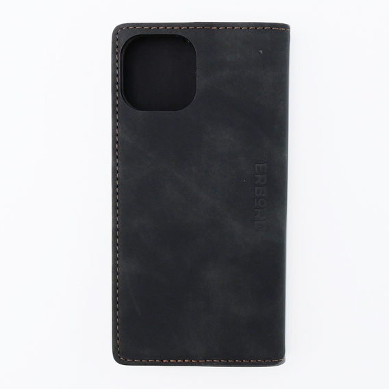 Чехол для iPhone 15, ERBORD Vintage, бумажник с клапаном, чёрный