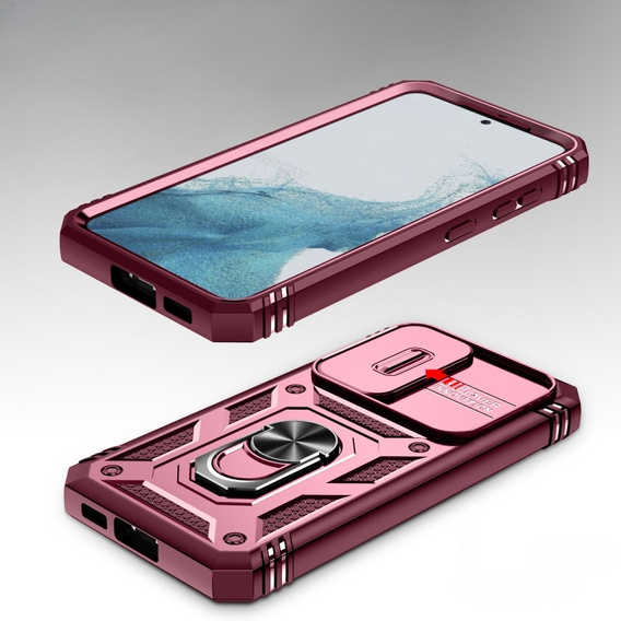 Чехол NOX Camera Slide Samsung Galaxy S23, CamShield Slide, розовый / красный