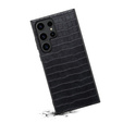 Чехол для Samsung Galaxy S24 Ultra, крокодил, кожа чёрный