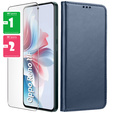 Чехол для Oppo Reno 11F 5G, Smart Magnet, темно-синий + 9H стекло