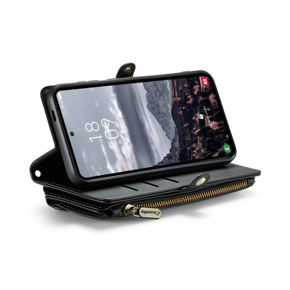 Чехол CASEME для Samsung Galaxy S24 FE, RFID Leather Wallet, с плечевым ремнем, чёрный