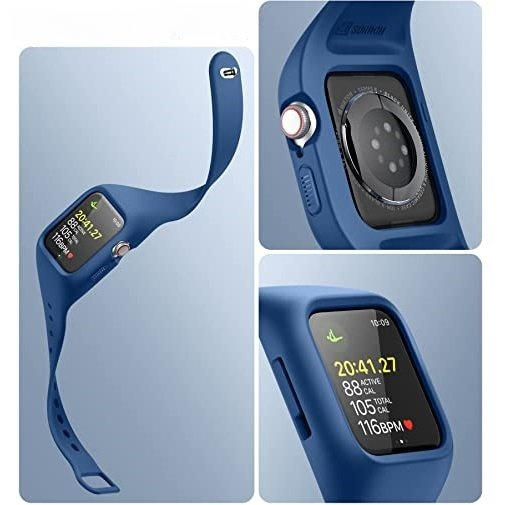 Ремінець + чохол Suritch для Apple Watch 4/5/6/7/8/SE 44/45mm, синій