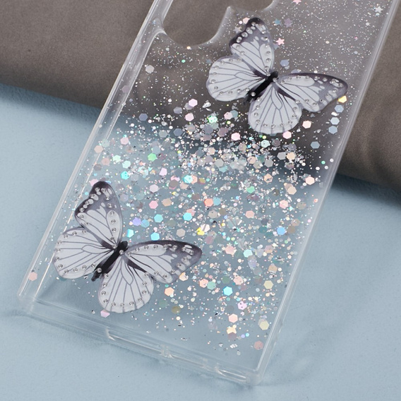 Чехол для Samsung Galaxy S24 Ultra, Glitter Butterfly, белый