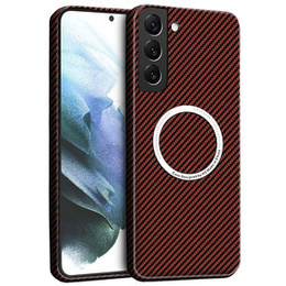 Чехол до Samsung Galaxy S21, Magsafe Slim Carbon, красный