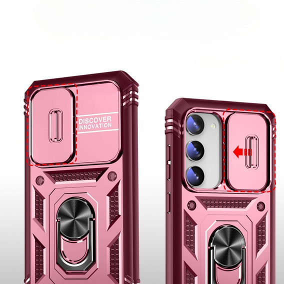 Чехол NOX Camera Slide Samsung Galaxy S23, CamShield Slide, розовый / красный