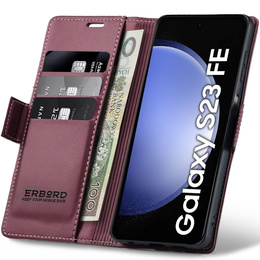 Чохол для Samsung Galaxy S23 FE, ERBORD Glossy Litchi, гаманець з клапаном, червоний
