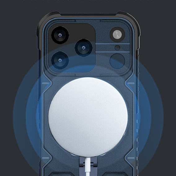 Чохол для iPhone 17 Pro, для MagSafe, броньований з підставкою, синій