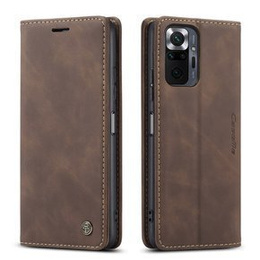 Чехол CASEME для Xiaomi Redmi Note 10 Pro, Leather Wallet Case, кофе