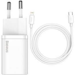 Зарядное устройство Baseus Super Si QUICK CHARGER PD20W + Кабель Lightning - White