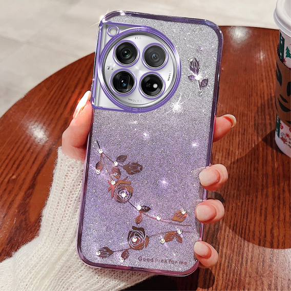 Чохол для OnePlus 12 5G, Glitter Flower, фіолетовий