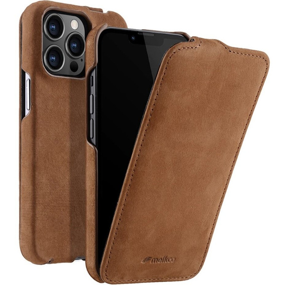 Чохол MELKCO для iPhone 14 Pro Max, шкіряний, фліп, кава