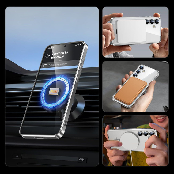 Чохол для Samsung Galaxy S25, Electro MagSafe, сріблястий + Скло на екран