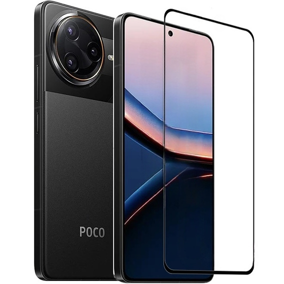 3D загартоване скло для Xiaomi Poco F7 Ultra, чорна рамка