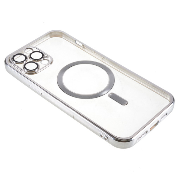 Чехол для iPhone 12 Pro, Electro MagSafe, серебряный + стекло для экрана