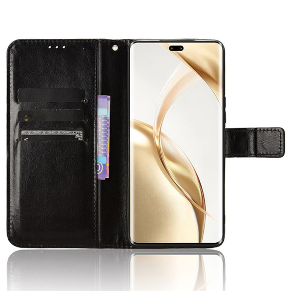 Откидной чехол для Honor 200 Pro 5G, Crazy Horse Wallet, чёрный