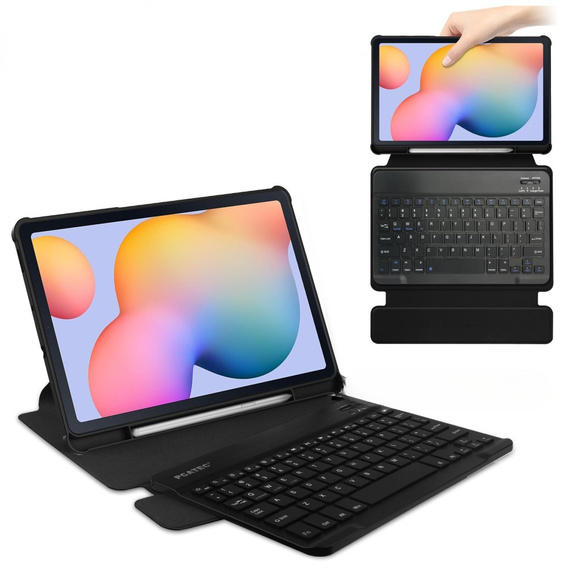 Чехол клавиатура для Samsung Galaxy Tab S6 Lite 2024 / 2022 / 2020, Rotary 360° Leather, чёрный