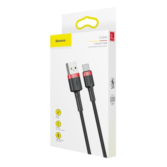 BASEUS Cafule кабель Type-C 3A 1M - Black/Red