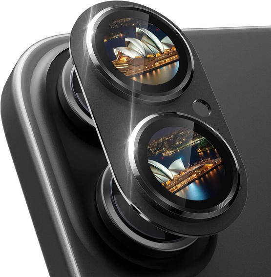 Скло для камери iPhone 16 / 16 Plus, чорне з металевим покриттям ERBORD