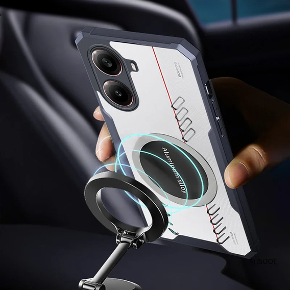 Чехол для Xiaomi Poco X7 Pro 5G, с магнитной пластиной, прозрачный / черный