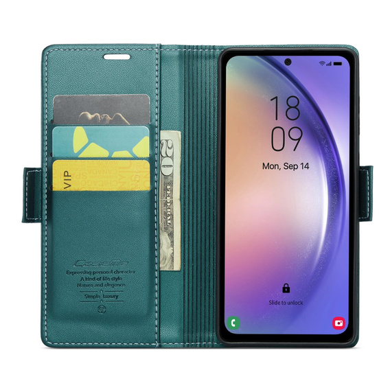 CASE фліп-чохол для Samsung Galaxy A54 5G, Litchi Wallet, зелений