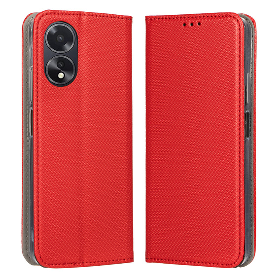 Чохол для Oppo A18 4G / A38 4G, Smart Magnet, червоний + скло 9H