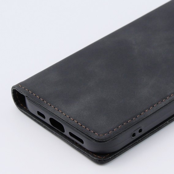 Чохол для iPhone 15, ERBORD Vintage, гаманець з клапаном, чорний